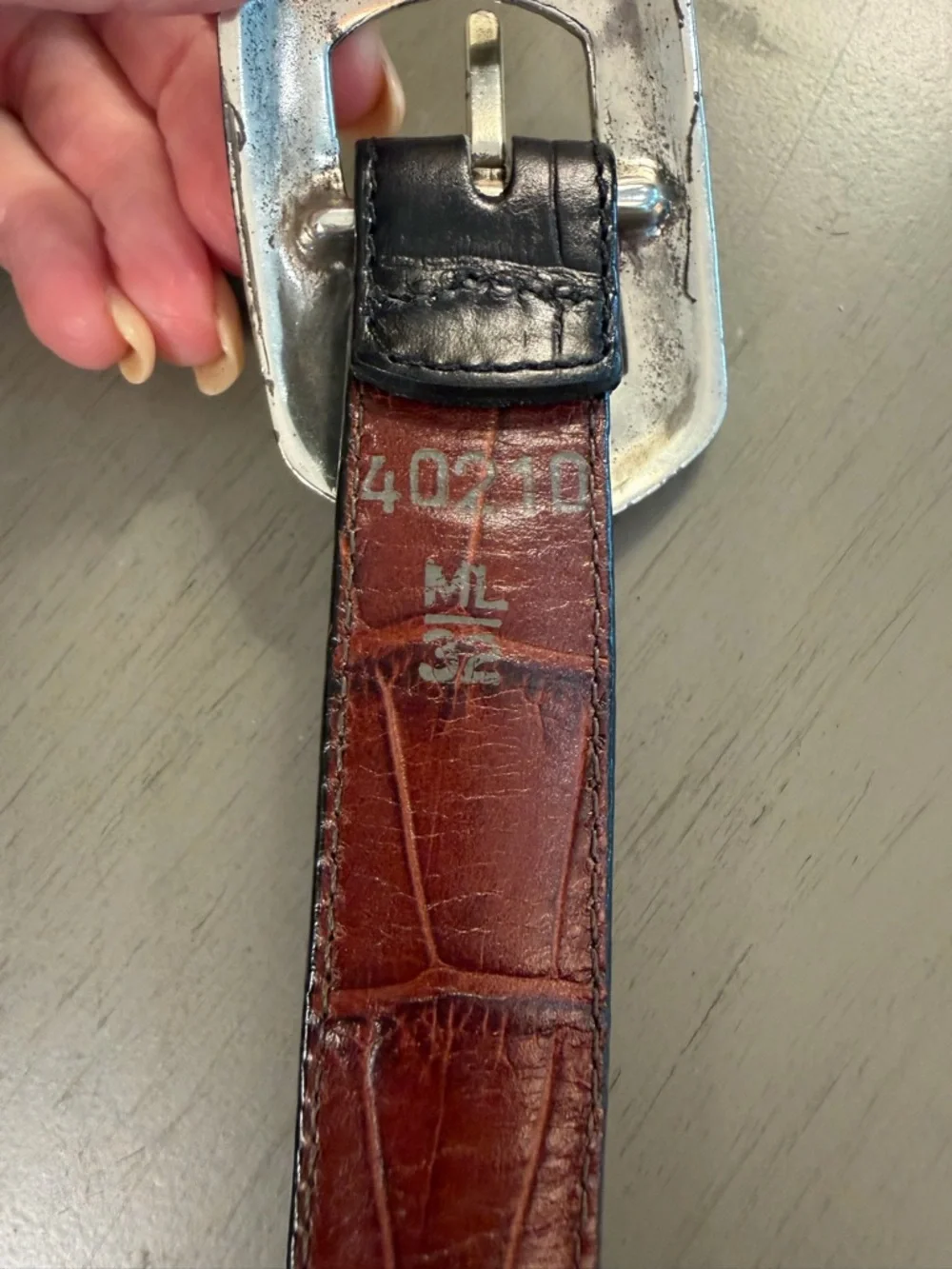Brighton Marcus Black/Brown Reversible Belt Silver/Gold Women’s Size M/L 32 VTG